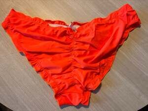 Drop The Walls Orange Ruffled Scrunch Bikini Bottoms